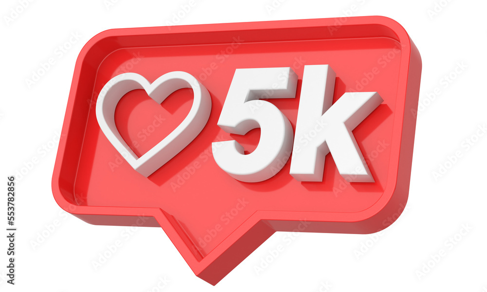 Five thousand likes. 5000 likes. Like icon. 3D illustration. Five thousand likes. 5000 likes. Like icon. 3D illustration.