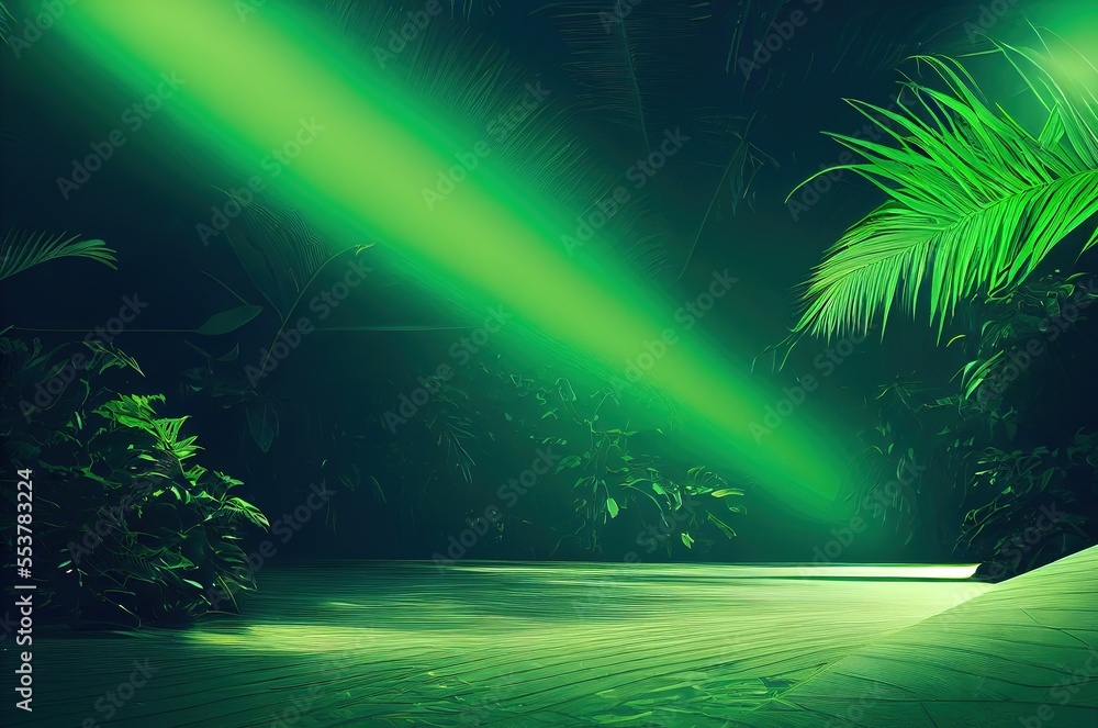 Tropical leaves in neon colors.