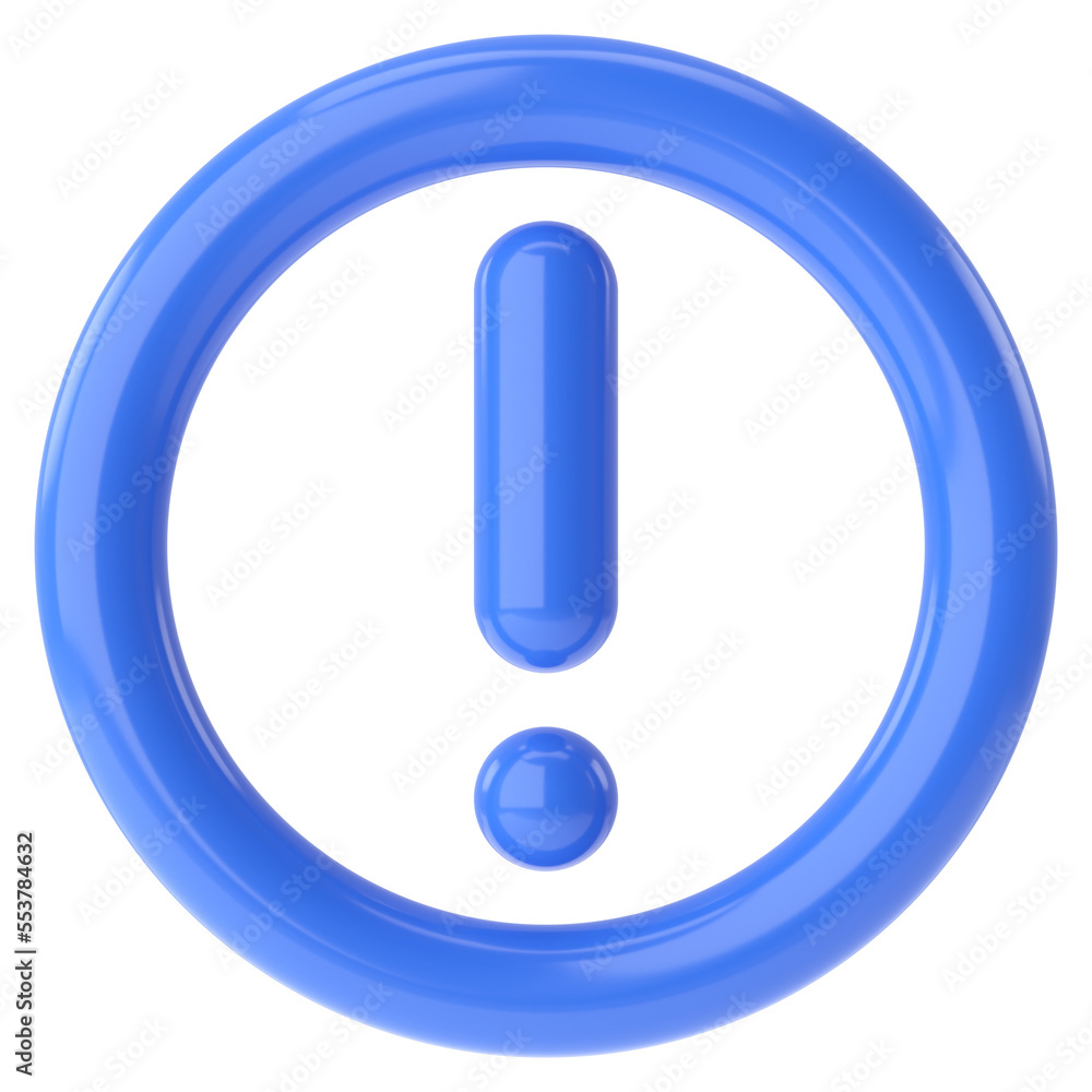 Warning icon. Exclamation mark. 3D illustration. Warning icon. Exclamation mark. 3D illustration.