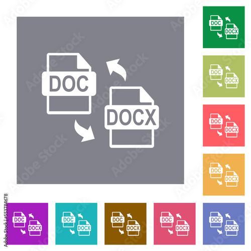 DOC DOCX file conversion square flat icons