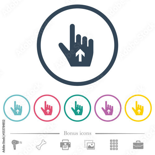 Hand cursor up solid flat color icons in round outlines