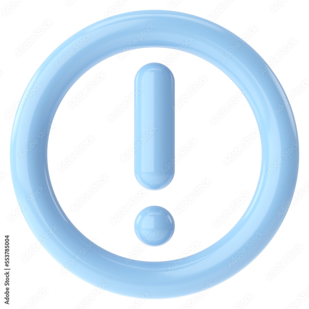 Warning icon. Exclamation mark. 3D illustration. Warning icon. Exclamation mark. 3D illustration.