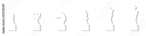 Vector set of chess pieces. A set of chess pieces. Figures of an elephant, a soldier, a king, a queen, a pawn for chess.