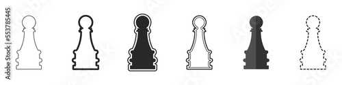 Set of icons of chess pieces pawns vector. Chess pawn vector icon in different styles. Set of stylish chess icons. Chess pieces set.