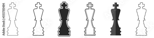 Set of icons of chess pieces of kings vector. Chess king vector icon in different styles. Set of stylish chess icons. Chess pieces set.