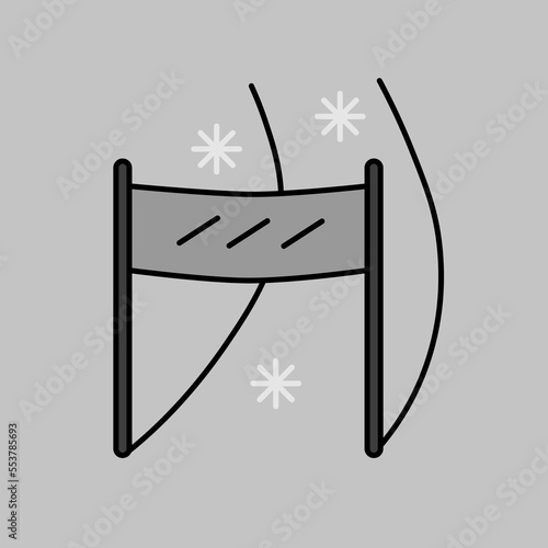 Finish line of ski slope vector icon. Winter sign