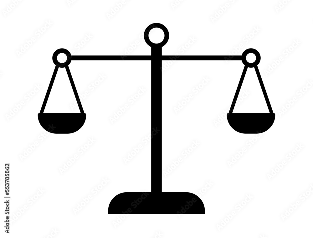 Scales of justice icon. Weight concept on isolated white background Scales of justice icon. Weight concept on isolated white background