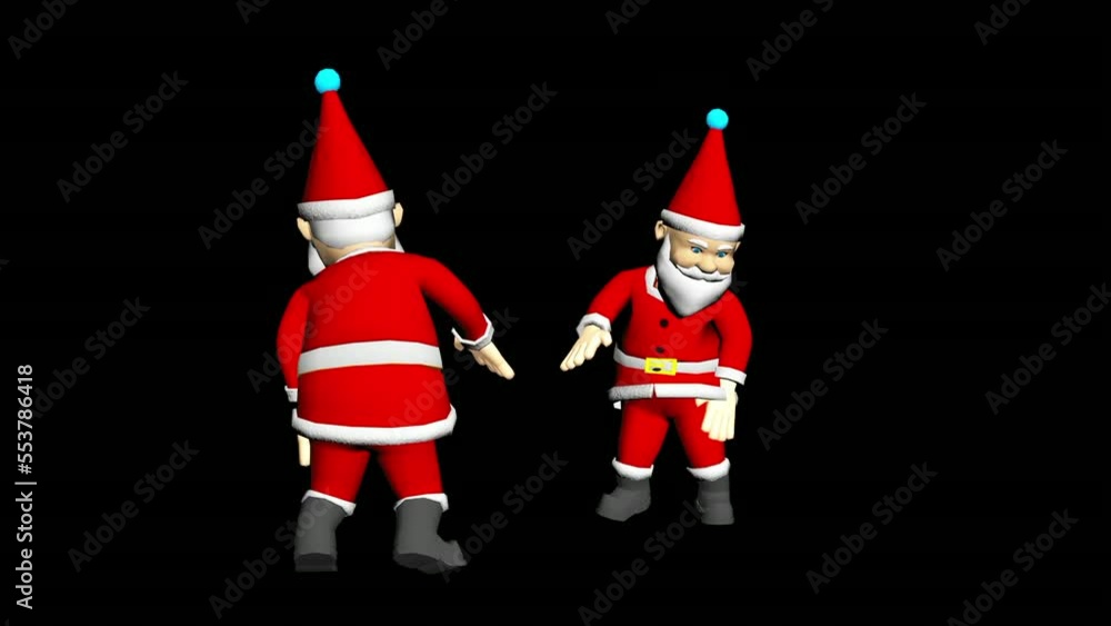Santa Claus dancing around.