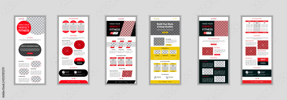 gym and fitness Email newsletter template. or Minimal fitness UI template and business standee fitness gym roll up banner design