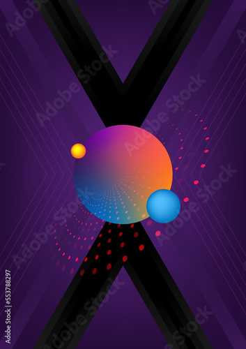 Planet poster retro design. Abstract background and sphere shape. Space gravity science concept