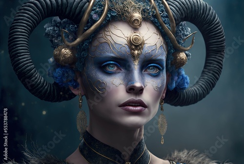 Goddess of Zodiac - Aries. Generative AI, non-existent person. photo