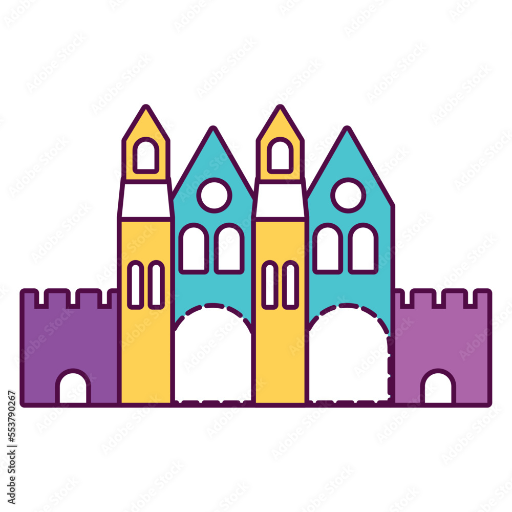 Isolated amusement park medieval theme castle icon Vector Isolated amusement park medieval theme castle icon Vector
