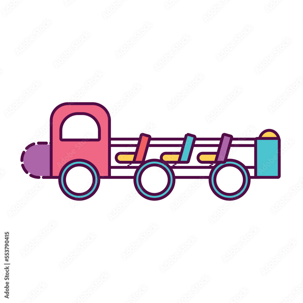 Fototapeta premium Isolated amusement park kid bus icon Vector