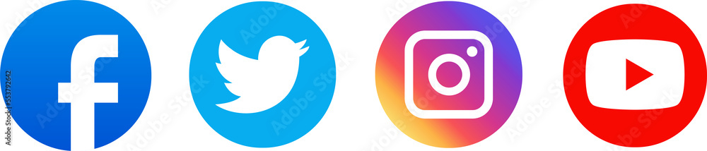 Social media icons illustration. facebook, twitter instagram and