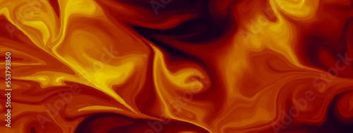Fire flames on a orange background with Luxurious colorful liquid marble surfaces design. Beautiful fluid abstract paint background. Abstract luxurious colorful liquid marble background design. 