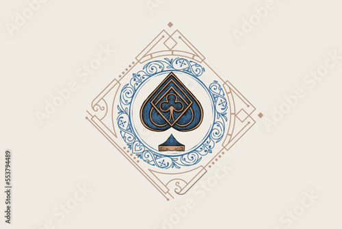 hand drawn ace illustration in classic style