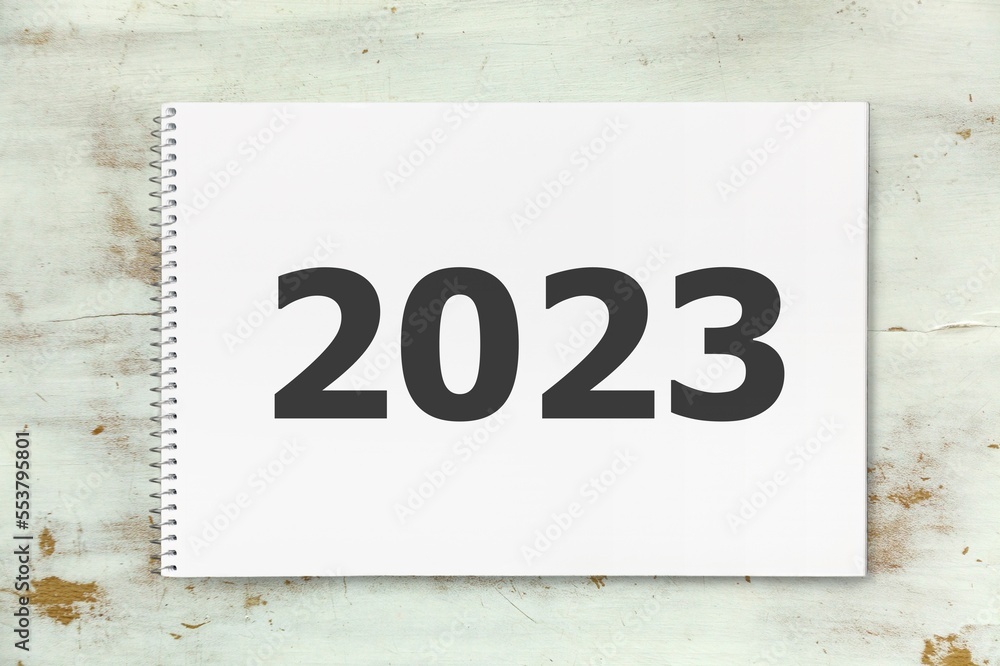 New year 2023 concept on the notepad. New year 2023 concept on the notepad.