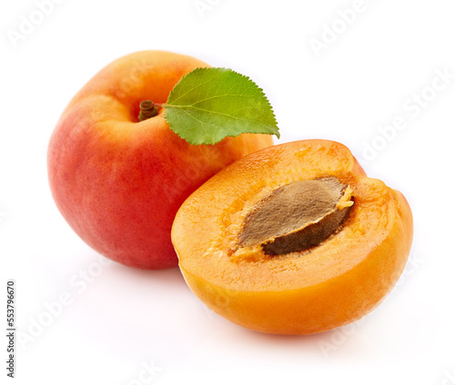 Apricot with slices in closeup