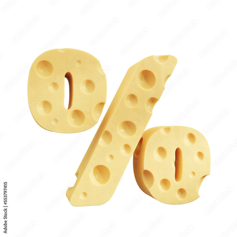 Cheese percent Symbol, 3d rendering. Cheese percent Symbol, 3d rendering.
