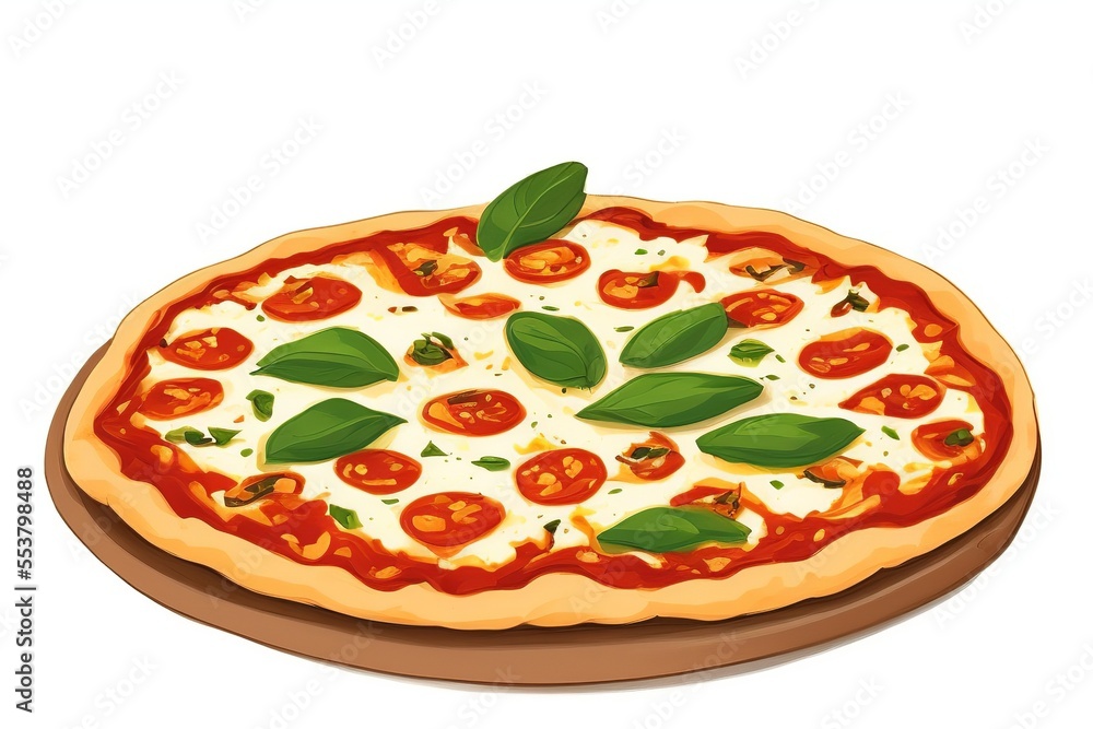AI-Generated Image of a Gourmet Pizza Isolated on a White Background