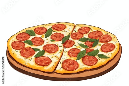 AI-Generated Image of a Gourmet Pizza Isolated on a White Background