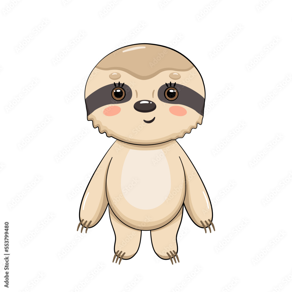 Obraz premium Cartoon baby sloth. Isolated vector illustration of cute animal.