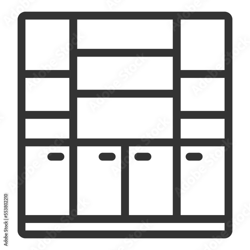 Cabinet with shelves for papers - icon, illustration on white background, outline style