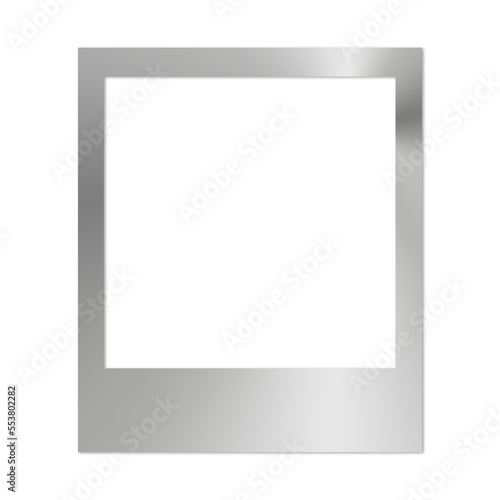 illustrazione con cornice per fotografia formato polaroid in metallo lucente su  sfondo trasparente
