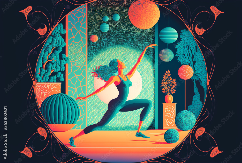 Layered Paper Cut Illustration of a Woman Doing Yoga Layered Paper Cut Illustration of a Woman Doing Yoga