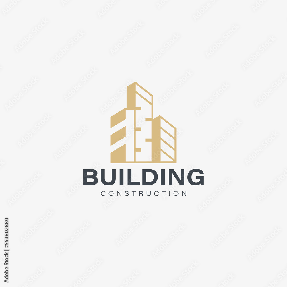 Building logo vector concept with luxury gold color design template