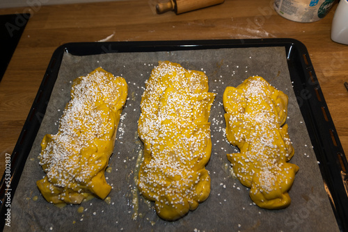 How to bake a traditional swedish saffron cake photo