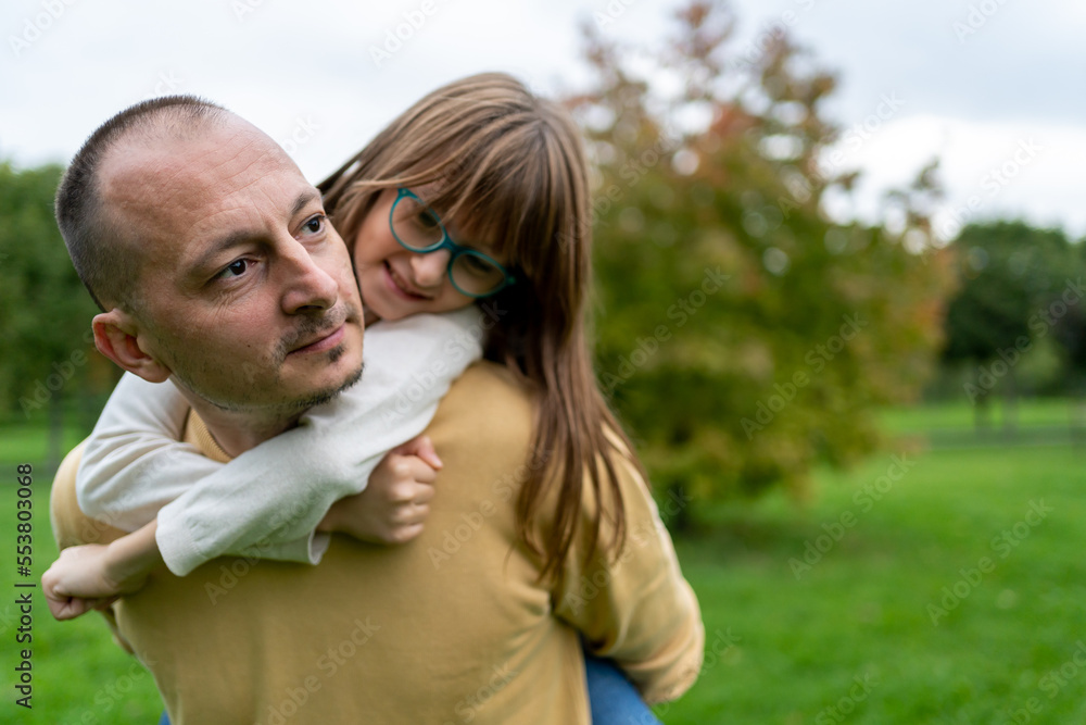 Father and daughter enjoying outdoors Father and daughter enjoying outdoors
