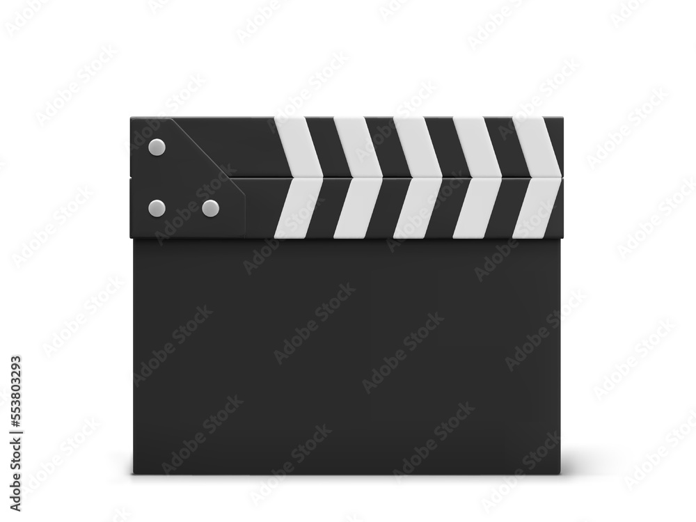 3d realistic clapperboard isolated on white background. Vector illustration