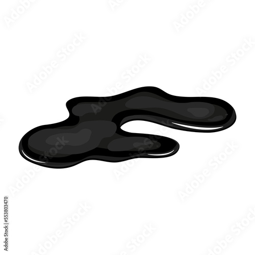 Spill of black oil puddle industry. Stain ink drop of petrol liquid shape. Vector cartton illustration