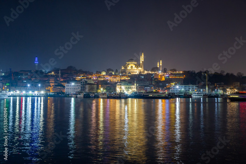 View on Bosphorus and Suleimanie mosque on other side and Eminonu square