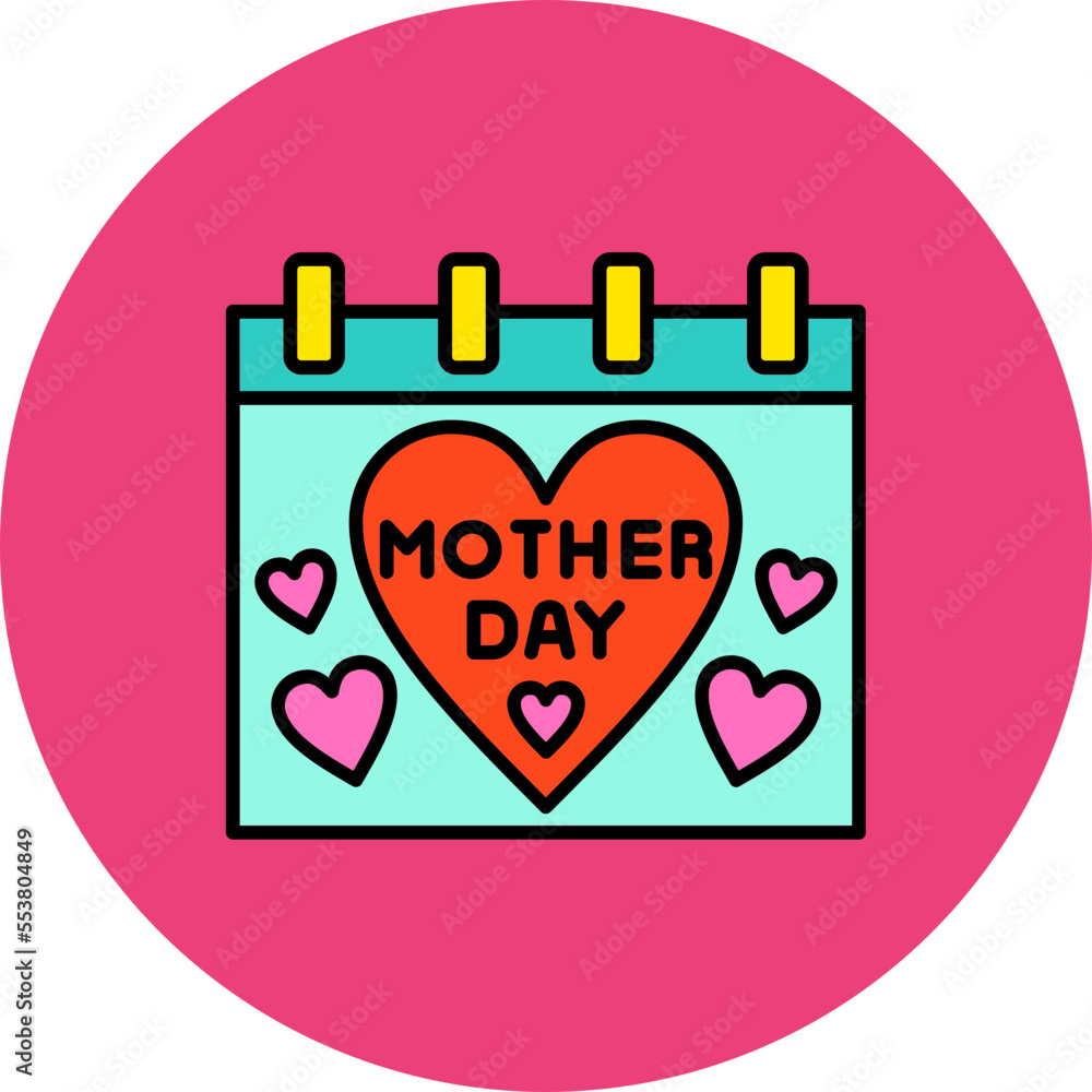 Mothers Day Multicolor Circle Filled Line Icon Mothers Day Multicolor Circle Filled Line Icon