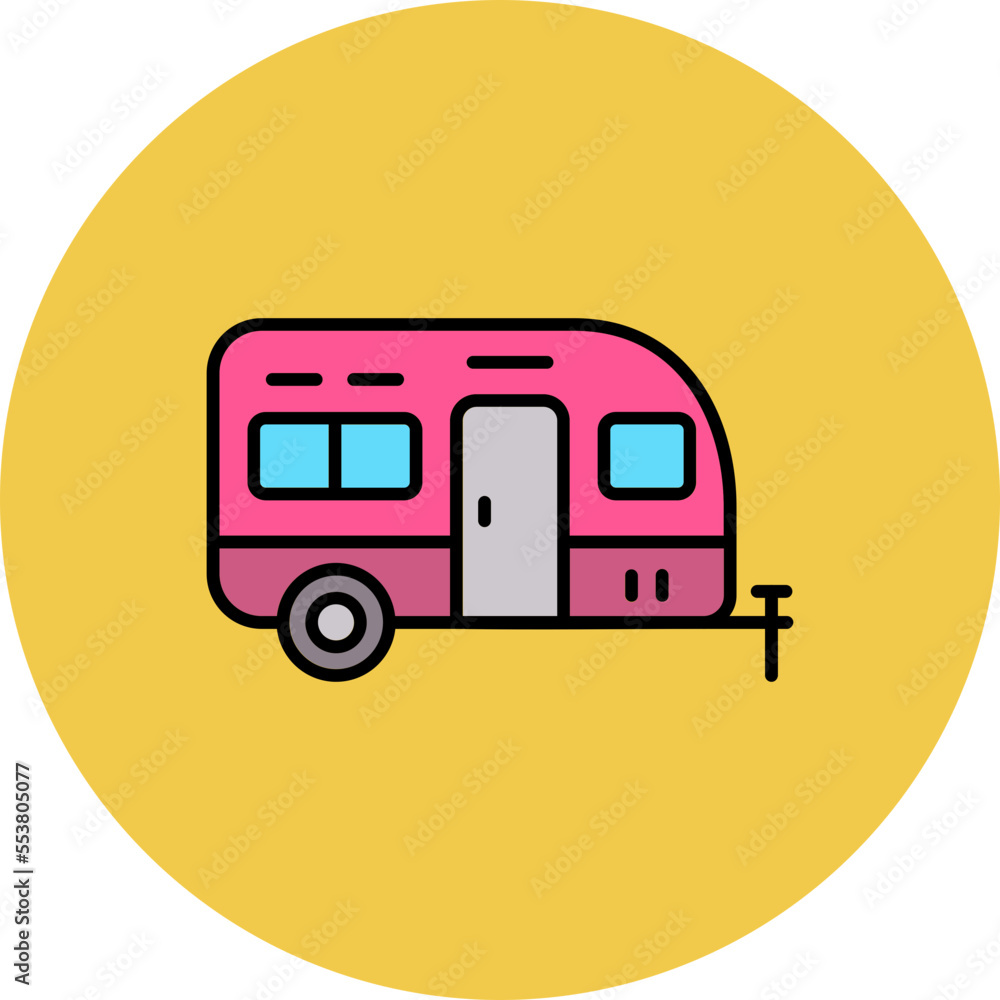Caravan Multicolor Circle Filled Line Icon Caravan Multicolor Circle Filled Line Icon