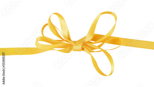 Yellow tied ribbon. Isolate...