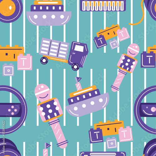 Seamless pattern background with toy icons Vector