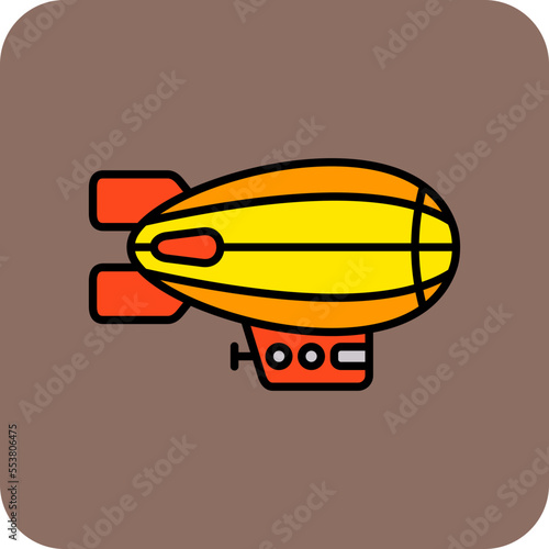 Airship Multicolor Round Corner Filled Line Icon