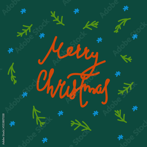 Winter lettering poster. Postcard with New Year's motives. Winter Christmas card 2023. Vector illustration