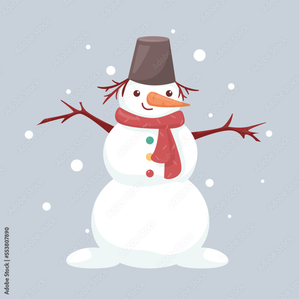 Snowman vector cute Christmas illustration