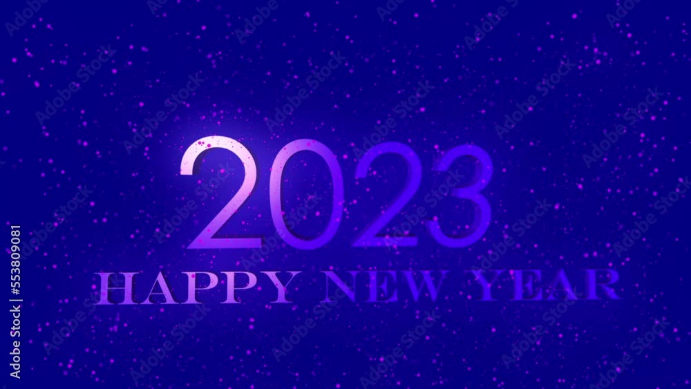Happy new year 2023 digital animation message with sparkles and snow Happy new year 2023 digital animation message with sparkles and snow