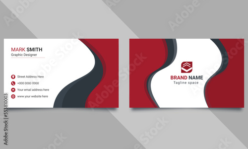 professional business or visiting card design personal visiting card with red & black color geometric shape design 
