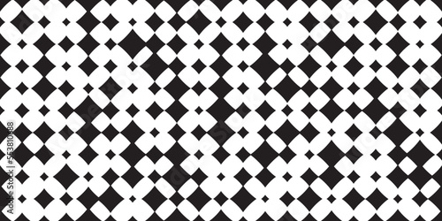 A black and white pattern of shapes, checkerboard surface rhombs. Vector for print seamless, pattern for stylish design of surfaces.