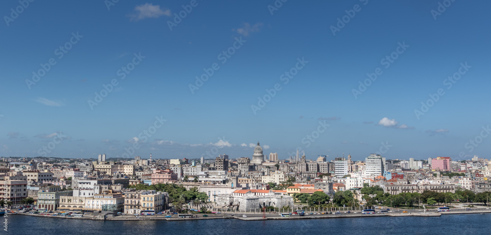 Panoramic view of the bay of Havana in Cuba