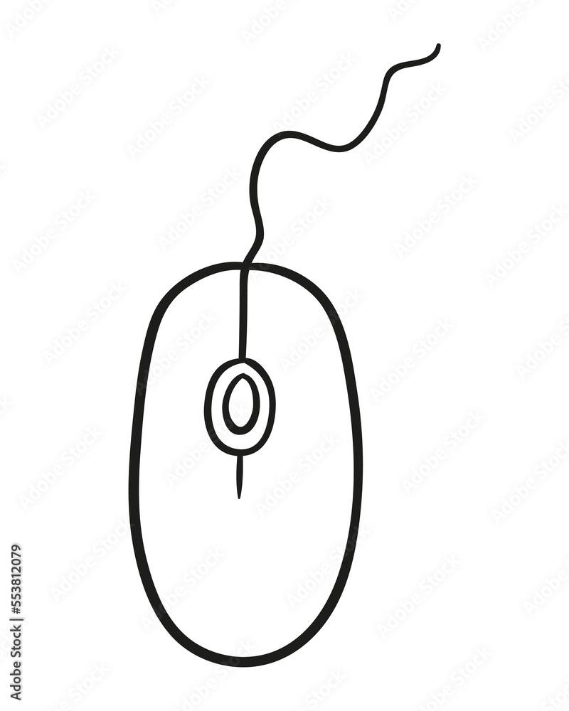 Computer mouse. Vector hand drawn illustration.