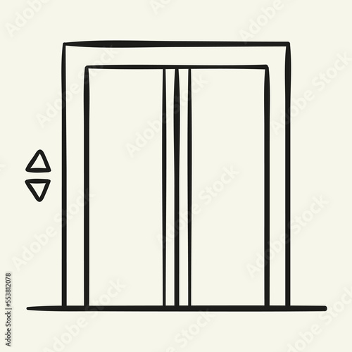 Elevator. Vector hand drawn illustration.