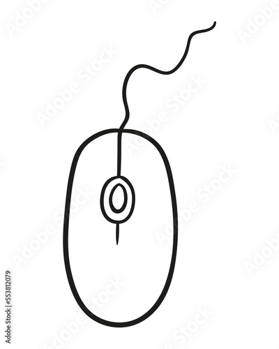 Computer mouse. Vector hand drawn illustration.