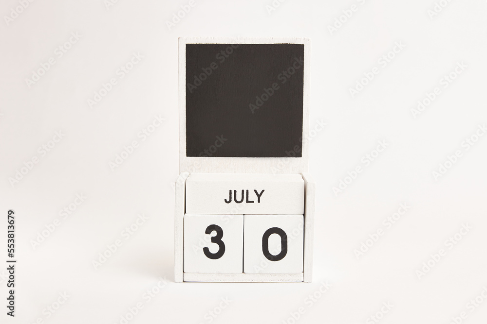 Calendar with the date July 30 and a place for designers. Illustration for an event of a certain date. Calendar with the date July 30 and a place for designers. Illustration for an event of a certain date.